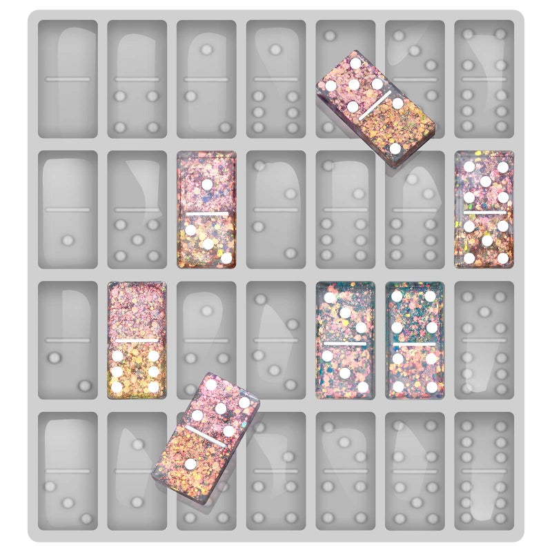 LUOWAN Professional Domino Molds for Resin Casting Jumbo Domino Molds for Resin Casting Double 6 Dominoes Mold, Shiny & No Scratches & Durable,8.86 x 9.25 x 0.39 inch 230g (New Version - Image 1